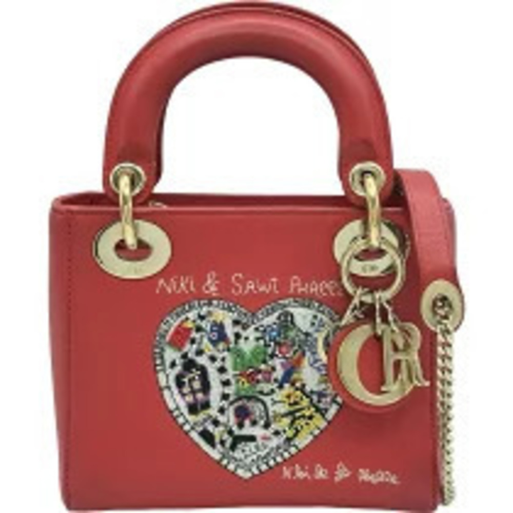 Christian Dior Lady Red Leather Shoulder Bag